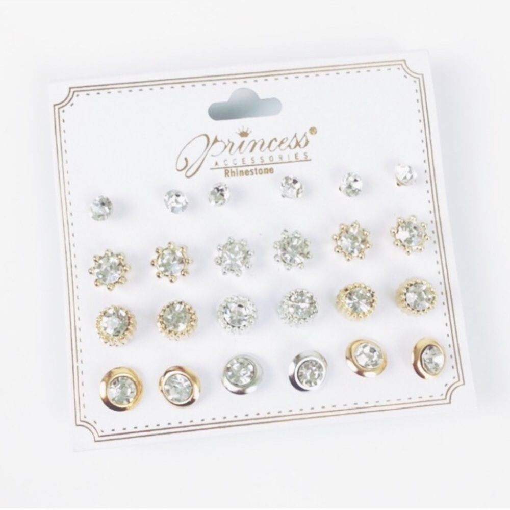 Princess Accessories rhinestone earring set